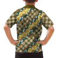 Polynesian Monstera Tiare Floral Hawaiian Shirt Yellow Tropical Plaid LT01 - Polynesian Pride