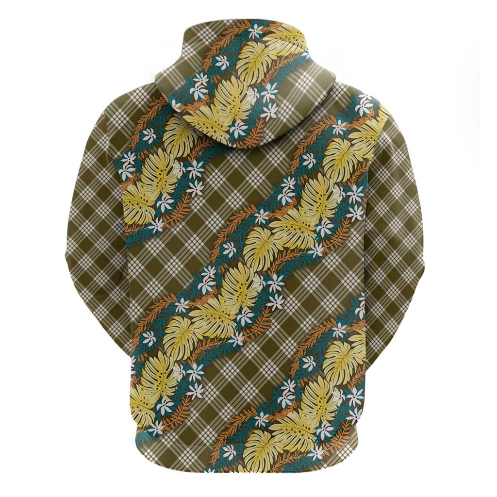Polynesian Monstera Tiare Floral Hoodie Yellow Tropical Plaid LT01 - Polynesian Pride