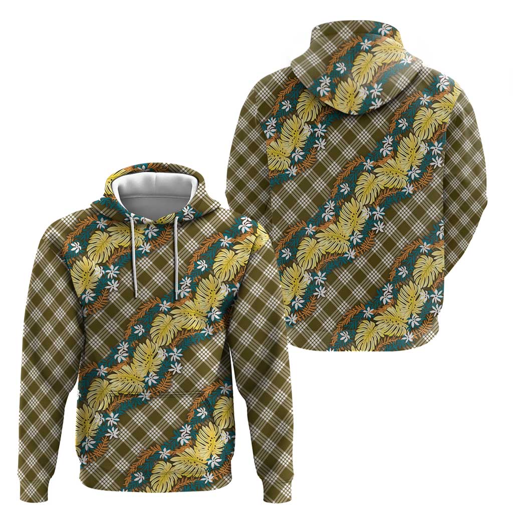 Polynesian Monstera Tiare Floral Hoodie Yellow Tropical Plaid LT01 - Polynesian Pride
