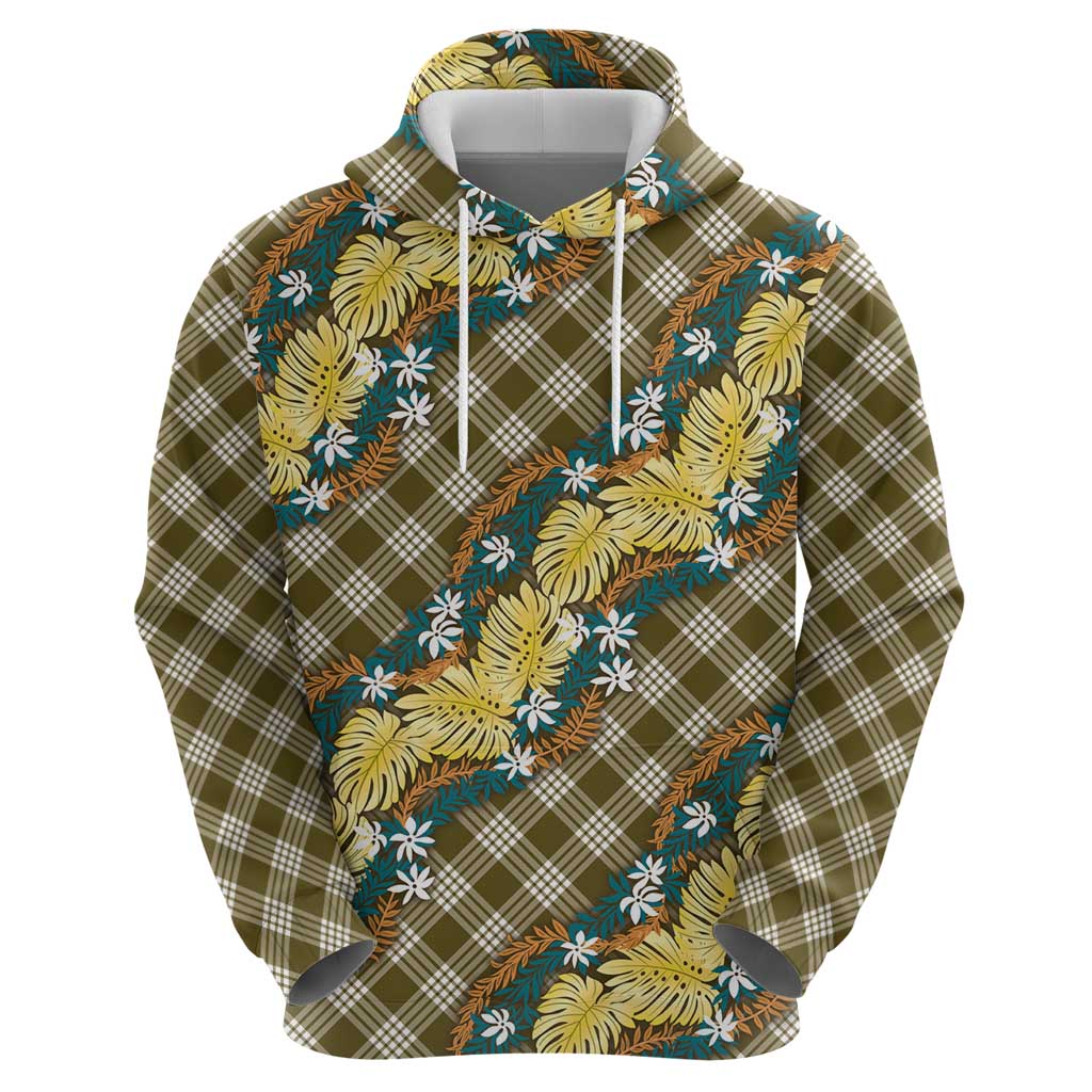 Polynesian Monstera Tiare Floral Hoodie Yellow Tropical Plaid LT01 - Polynesian Pride