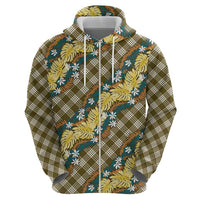 Polynesian Monstera Tiare Floral Hoodie Yellow Tropical Plaid LT01 - Polynesian Pride