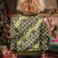 Polynesian Monstera Tiare Floral Kid Ugly Christmas Sweater Yellow Tropical Plaid LT01 - Polynesian Pride