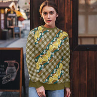 Polynesian Monstera Tiare Floral Ugly Christmas Sweater Yellow Tropical Plaid LT01 - Polynesian Pride