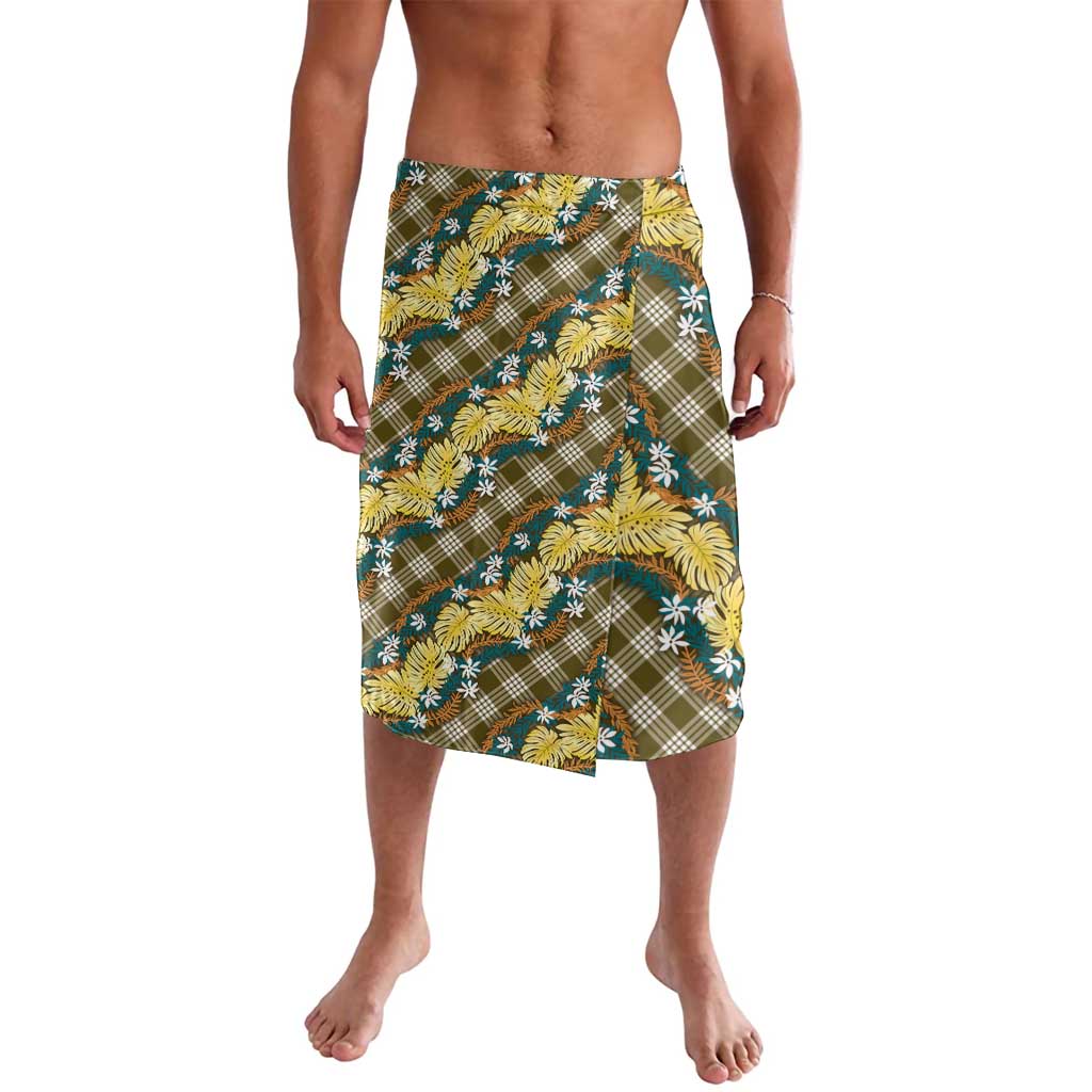Polynesian Monstera Tiare Floral Lavalava Yellow Tropical Plaid - Polynesian Pride
