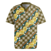 Polynesian Monstera Tiare Floral Rugby Jersey Yellow Tropical Plaid LT01 Yellow - Polynesian Pride
