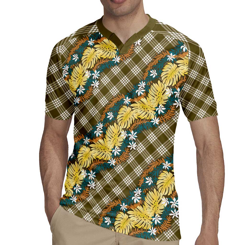 Polynesian Monstera Tiare Floral Rugby Jersey Yellow Tropical Plaid LT01 - Polynesian Pride