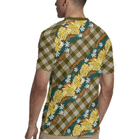 Polynesian Monstera Tiare Floral Rugby Jersey Yellow Tropical Plaid LT01 - Polynesian Pride
