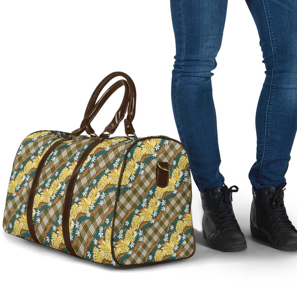 Polynesian Monstera Tiare Floral Travel Bag Yellow Tropical Plaid LT01 - Polynesian Pride
