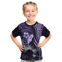 Polynesian Women Day 2024 Kid T Shirt Hibiscus Girl Tribal LT01 Purple - Polynesian Pride