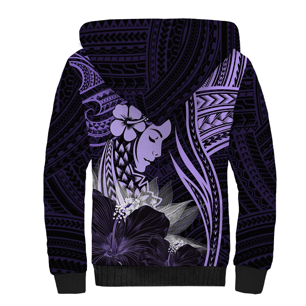 Polynesian Women Day 2024 Sherpa Hoodie Hibiscus Girl Tribal LT01 - Polynesian Pride