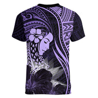 Polynesian Women Day 2024 Women V Neck T Shirt Hibiscus Girl Tribal LT01 - Polynesian Pride
