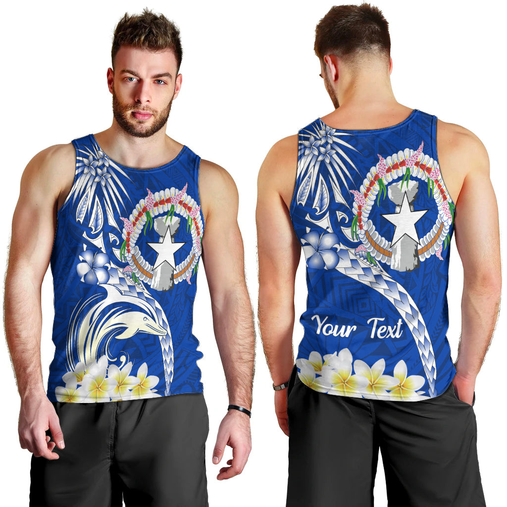 Northern Mariana Islands Commonwealth Day 2024 Men Tank Top Dolphin With Plumeria Flower LT01 - Polynesian Pride