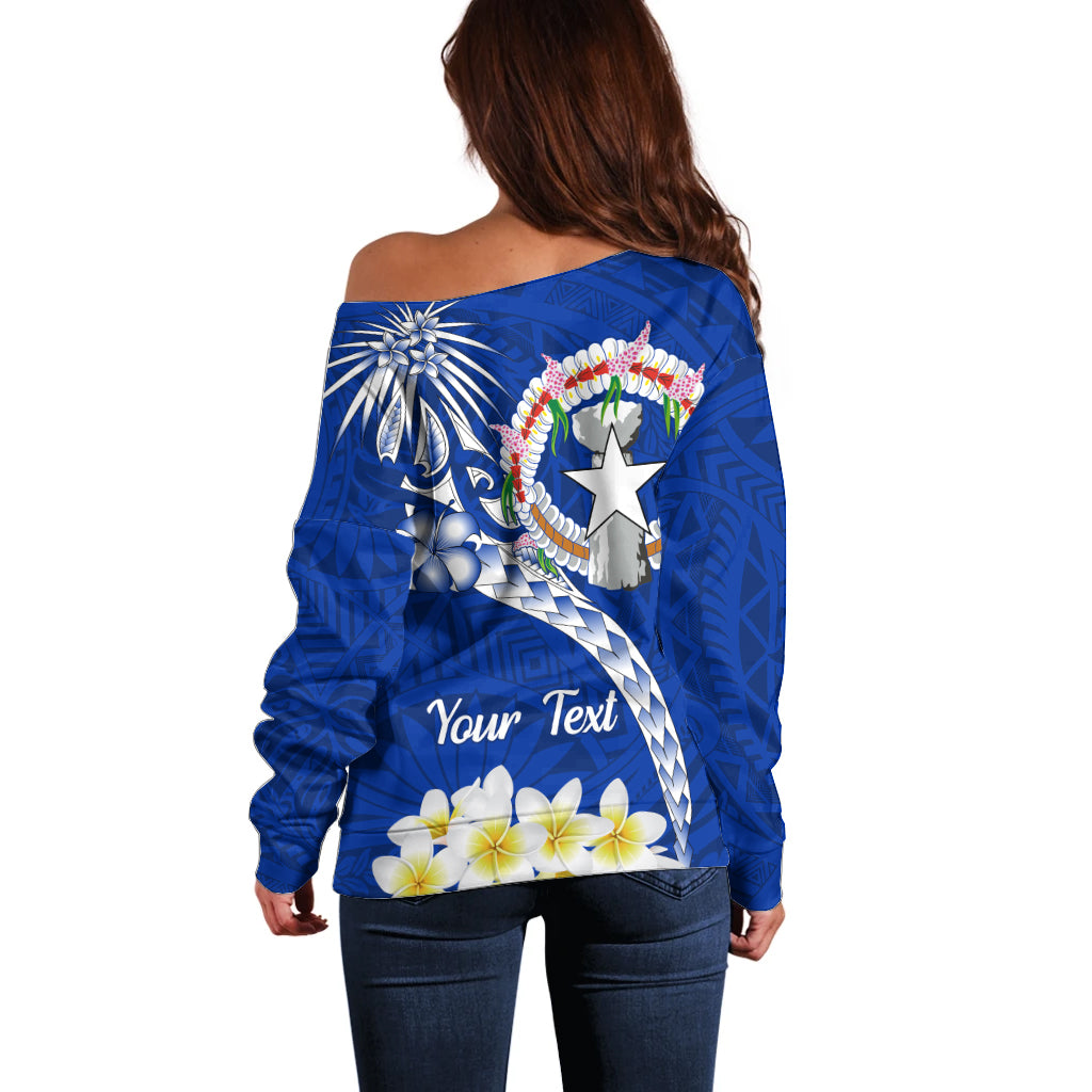 Northern Mariana Islands Commonwealth Day 2024 Off Shoulder Sweater Dolphin With Plumeria Flower LT01 - Polynesian Pride