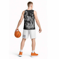 Hawaii Mermaid Monotone Basketball Jersey Polynesian Pattern Fish Hook
