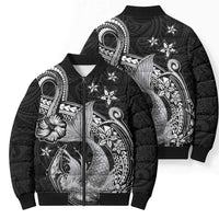 Hawaii Mermaid Monotone Bomber Puffer Jacket Polynesian Pattern Fish Hook