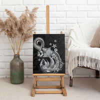 Hawaii Mermaid Monotone Canvas Wall Art Polynesian Pattern Fish Hook