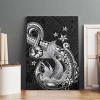 Hawaii Mermaid Monotone Canvas Wall Art Polynesian Pattern Fish Hook