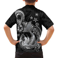 Hawaii Mermaid Monotone Family Matching Off Shoulder Maxi Dress and Hawaiian Shirt Polynesian Pattern Fish Hook LT01 - Polynesian Pride