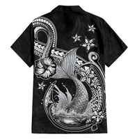 Hawaii Mermaid Monotone Family Matching Off Shoulder Maxi Dress and Hawaiian Shirt Polynesian Pattern Fish Hook LT01 - Polynesian Pride