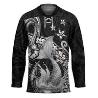 Hawaii Mermaid Monotone Hockey Jersey Polynesian Pattern Fish Hook