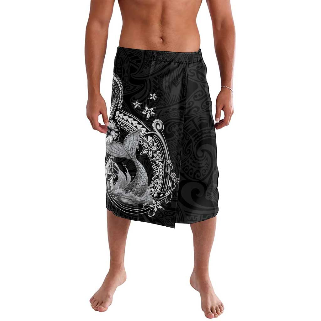 Hawaii Mermaid Monotone Lavalava Polynesian Pattern Fish Hook