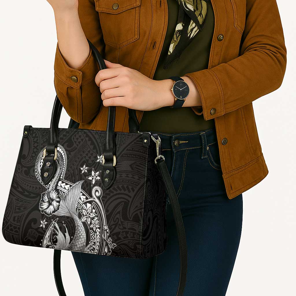 Hawaii Mermaid Monotone Leather Bag Polynesian Pattern Fish Hook