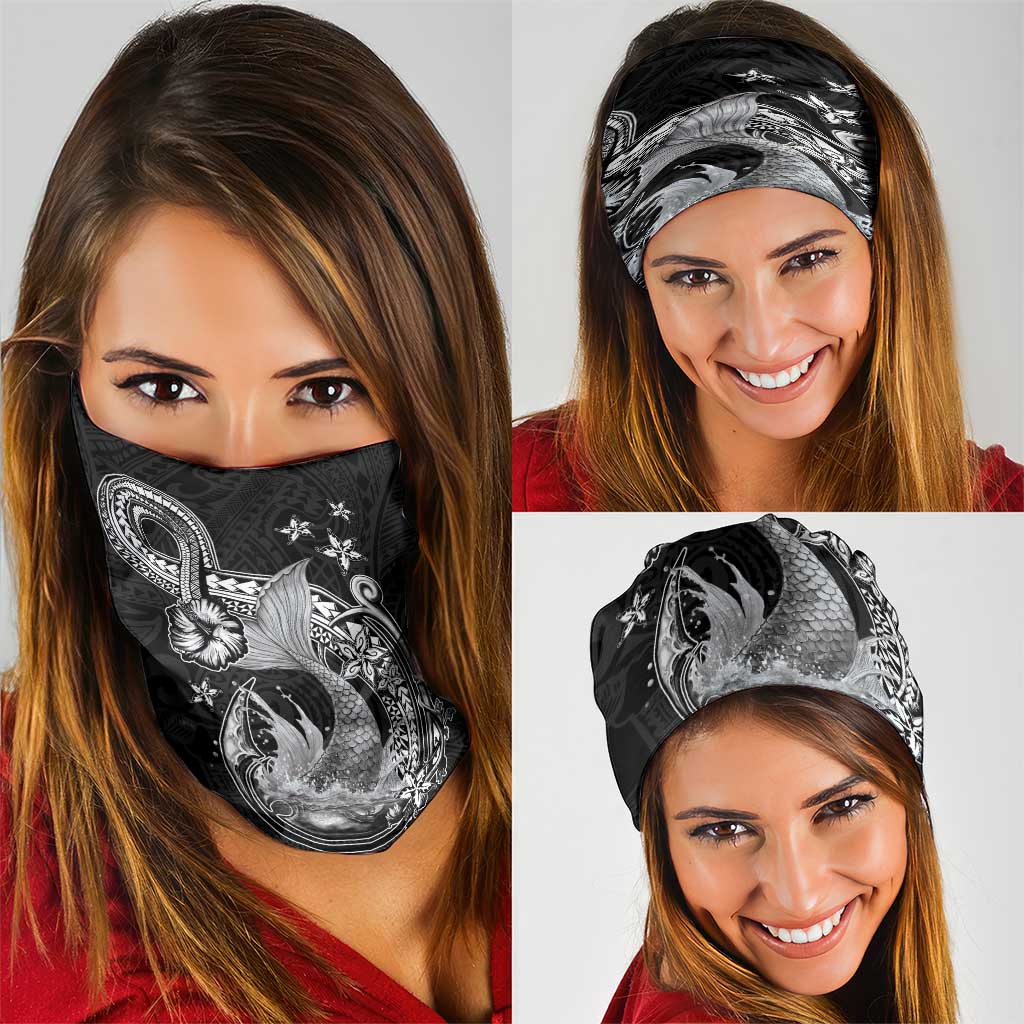 Hawaii Mermaid Monotone Neck Gaiter Polynesian Pattern Fish Hook