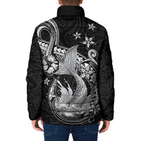 Hawaii Mermaid Monotone Padded Jacket Polynesian Pattern Fish Hook