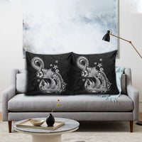 Hawaii Mermaid Monotone Pillow Cover Polynesian Pattern Fish Hook