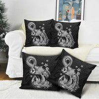 Hawaii Mermaid Monotone Pillow Cover Polynesian Pattern Fish Hook