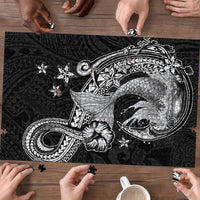 Hawaii Mermaid Monotone Puzzle Polynesian Pattern Fish Hook