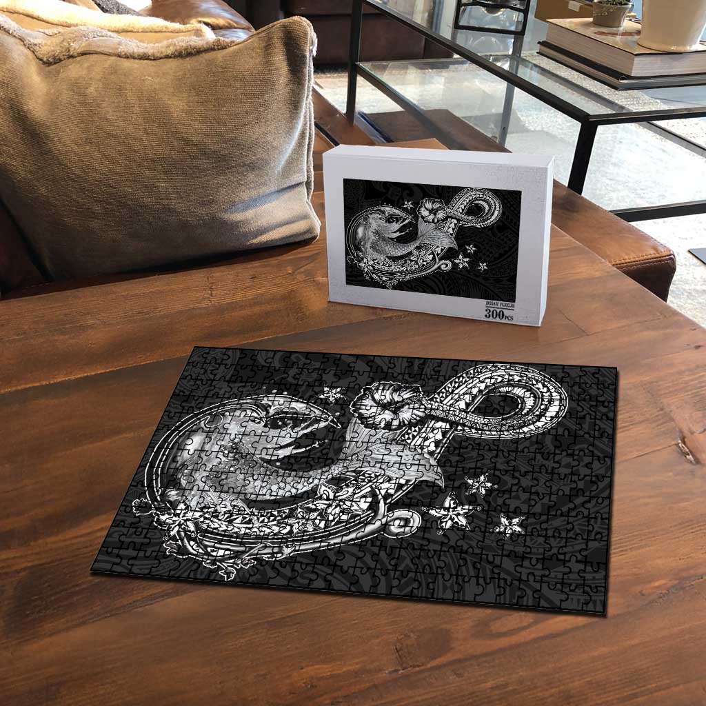 Hawaii Mermaid Monotone Puzzle Polynesian Pattern Fish Hook