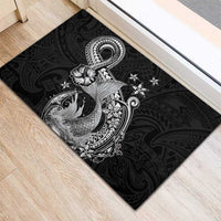 Hawaii Mermaid Monotone Rubber Doormat Polynesian Pattern Fish Hook
