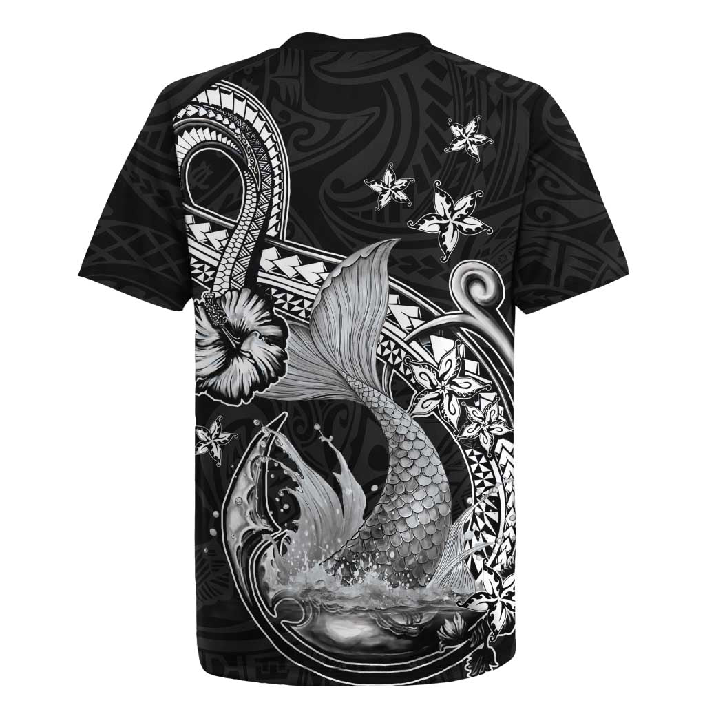 Hawaii Mermaid Monotone Rugby Jersey Polynesian Pattern Fish Hook