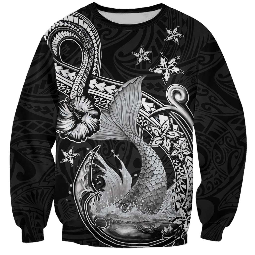 Hawaii Mermaid Monotone Sweatshirt Polynesian Pattern Fish Hook