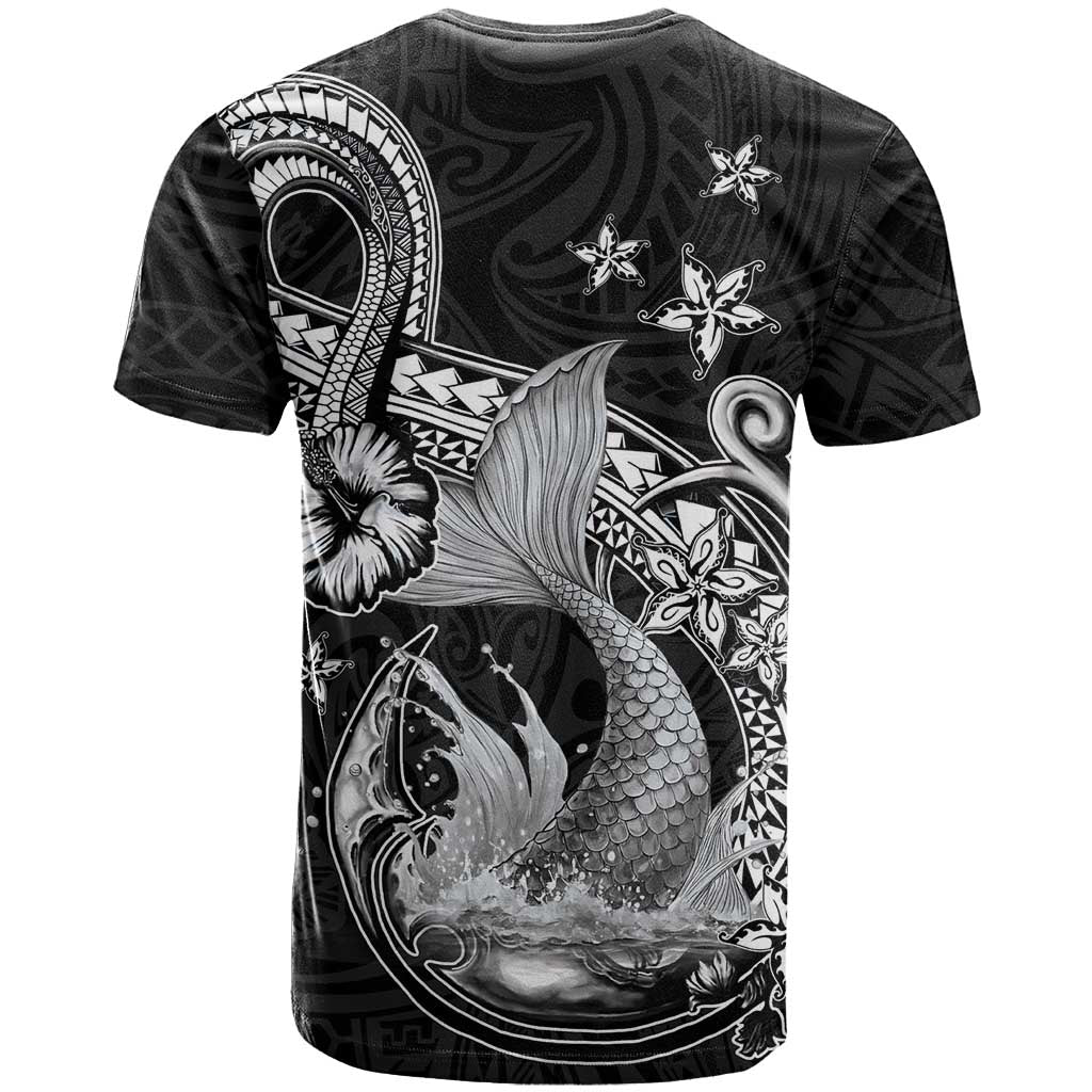 Hawaii Mermaid Monotone T Shirt Polynesian Pattern Fish Hook