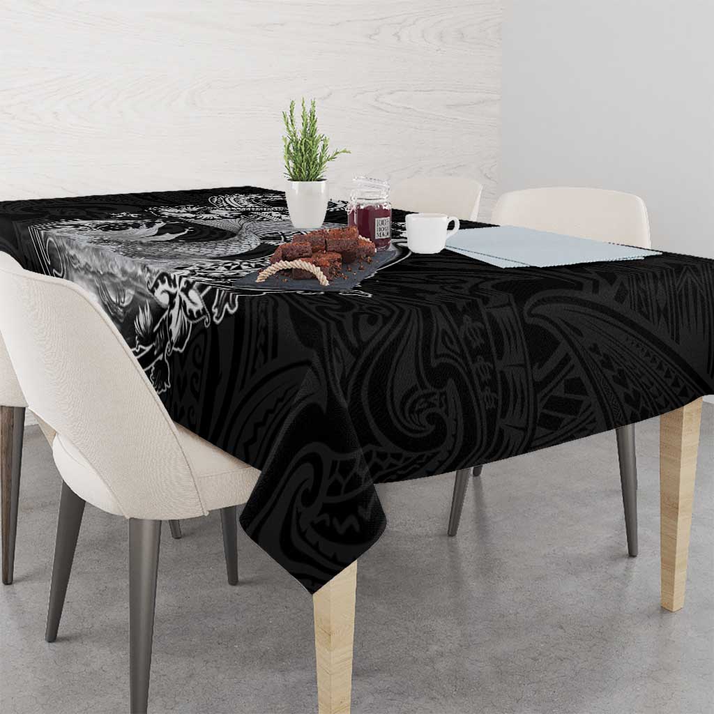 Hawaii Mermaid Monotone Tablecloth Polynesian Pattern Fish Hook