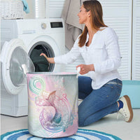 Hawaii Mermaid Sweet Pastel Laundry Basket Polynesian Pattern Fish Hook