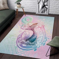 Hawaii Mermaid Sweet Pastel Area Rug Polynesian Pattern Fish Hook