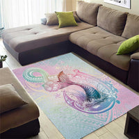 Hawaii Mermaid Sweet Pastel Area Rug Polynesian Pattern Fish Hook