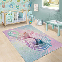 Hawaii Mermaid Sweet Pastel Area Rug Polynesian Pattern Fish Hook