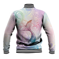 Hawaii Mermaid Sweet Pastel Baseball Jacket Polynesian Pattern Fish Hook