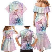 Hawaii Mermaid Sweet Pastel Family Matching Mermaid Dress and Hawaiian Shirt Polynesian Pattern Fish Hook