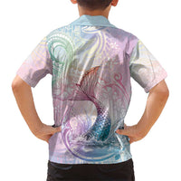 Hawaii Mermaid Sweet Pastel Family Matching Puletasi and Hawaiian Shirt Polynesian Pattern Fish Hook LT01 - Polynesian Pride