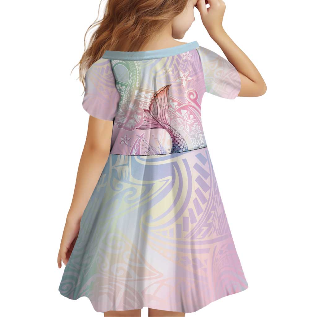 Hawaii Mermaid Sweet Pastel Family Matching Puletasi and Hawaiian Shirt Polynesian Pattern Fish Hook LT01 - Polynesian Pride