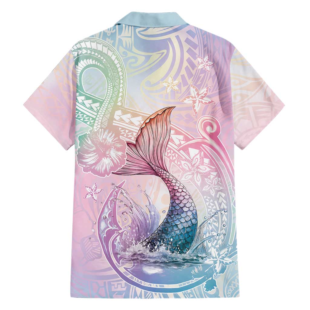 Hawaii Mermaid Sweet Pastel Family Matching Puletasi and Hawaiian Shirt Polynesian Pattern Fish Hook LT01 - Polynesian Pride