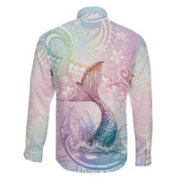 Hawaii Mermaid Sweet Pastel Family Matching Puletasi and Hawaiian Shirt Polynesian Pattern Fish Hook LT01 - Polynesian Pride