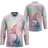 Hawaii Mermaid Sweet Pastel Hockey Jersey Polynesian Pattern Fish Hook