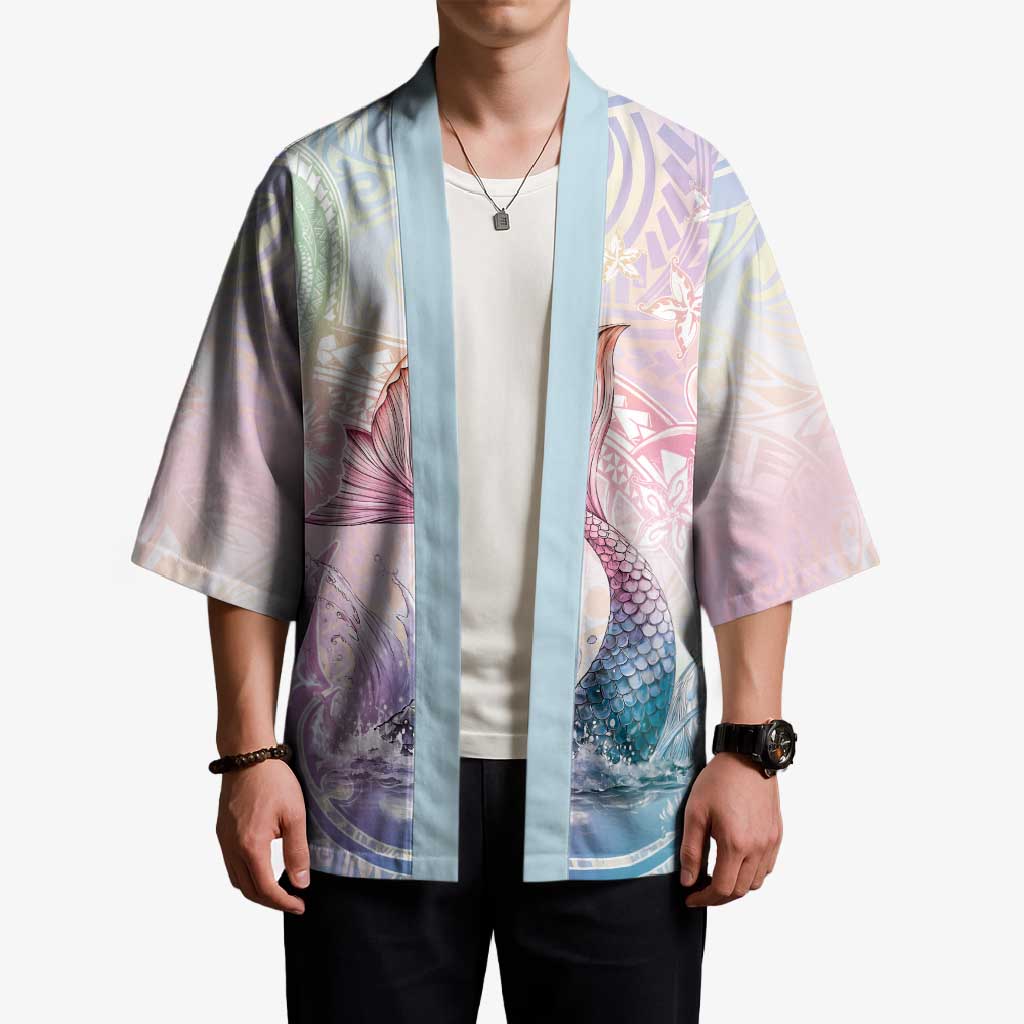 Hawaii Mermaid Sweet Pastel Kimono Polynesian Pattern Fish Hook