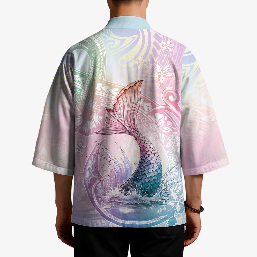 Hawaii Mermaid Sweet Pastel Kimono Polynesian Pattern Fish Hook